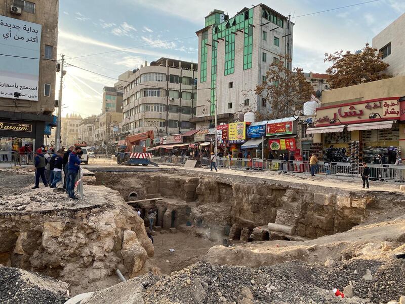 The site of 2,300 year old Roman baths, uncovered during sewage works in Amman, Jordan. Amy McConaghy / The National