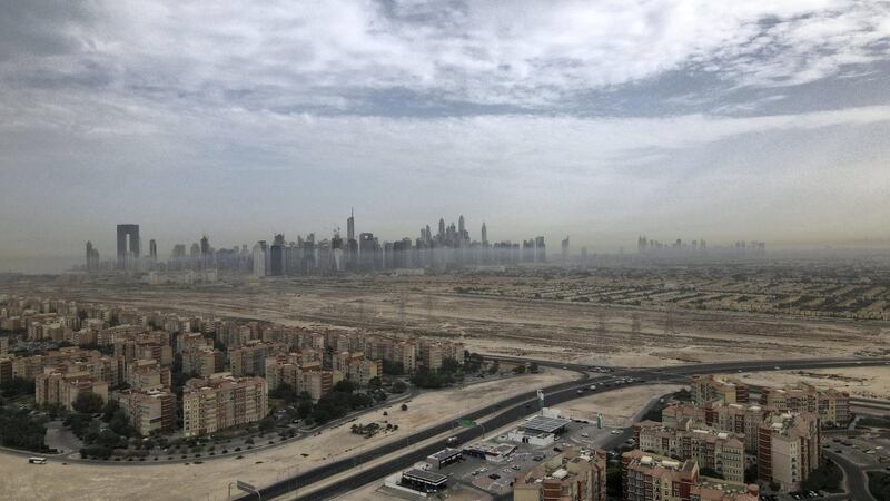 DUBAI , UNITED ARAB EMIRATES , April 15  – 2021 :- View of the cloudy weather in Dubai. ( Pawan Singh / The National ) For News/Online/Instagram/Standalone/Big Picture