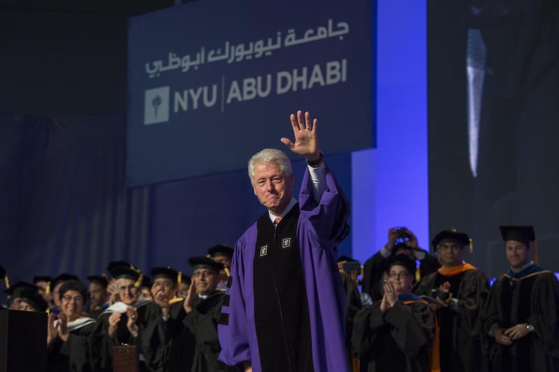 Former president Bill Clinton addressed graduates and guests at the inaugural commencement for NYU Abu Dhabi. Photo by Philip Cheung