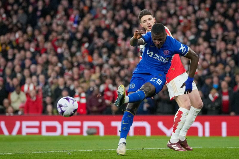 In right place to intercept Havertz pass intended for Rice as Arsenal piled on early pressure. Chelsea midfield given runaround by Odegaard and Rice. AP