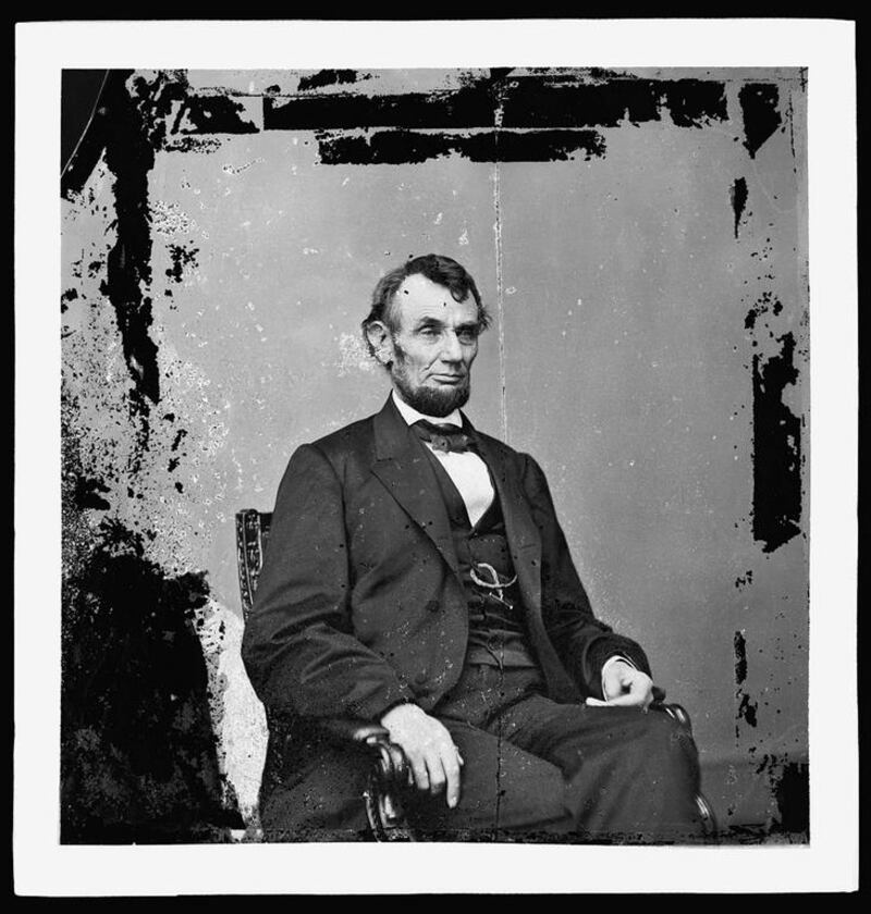 US President Abraham Lincoln is seen in a seated portrait taken by Anthony Berger in Washington February 9, 1864, in an archive image from the Library of Congress. The image from this sitting was the basis for the engraved portrait on the US five dollar bill, according to the Library of Congress. Library of Congress / Anthony Berger / Reuters