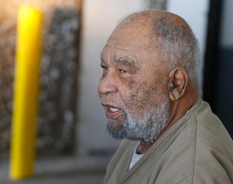 Samuel Little, who often went by the name Samuel McDowell, leaves the Ector County Courthouse after attending a pre-trial hearing Monday, November 26, 2018 in Odessa, Texas. McDowell was convicted of three murders, but now claims that he was involved in approximately 90 killings nationwide.  Investigators already have corroborated about a third of those, a Texas prosecutor said.  (Mark Rogers/Odessa American via AP)