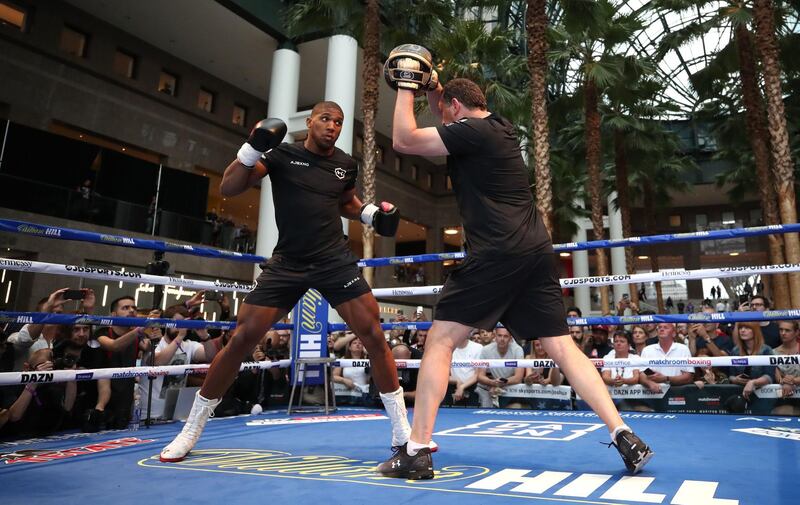 Anthony Joshua during the public work-out at Brookfield Place in New York ahead of his heavyweight world title fight with Andy Ruiz Jr. Press Association