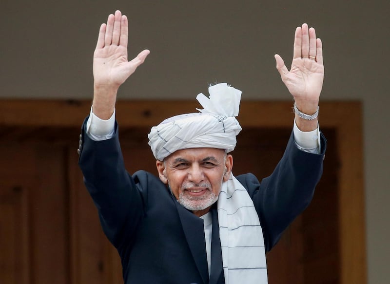 Afghanistan's President Ashraf Ghani gestures during his inauguration as president in Kabul. Reuters