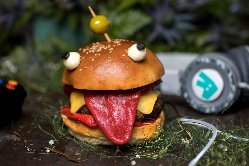 The Durr Burger, inspired by the videogame 'Fortnite', will be available via Deliveroo from Jones the Grocer in Dubai. Courtesy Deliveroo 