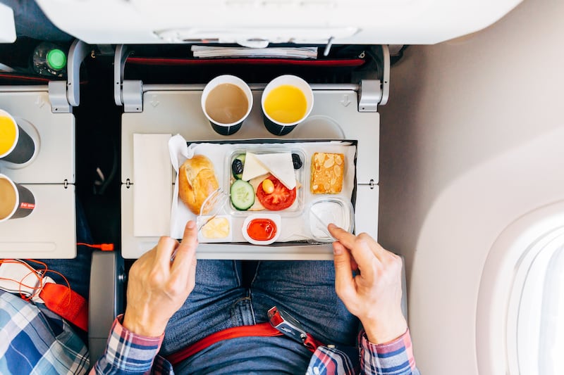 An Iata report found airline passengers generate about 1.43kg of waste per flight, 20 per cent of which is untouched food and drinks. Getty Images