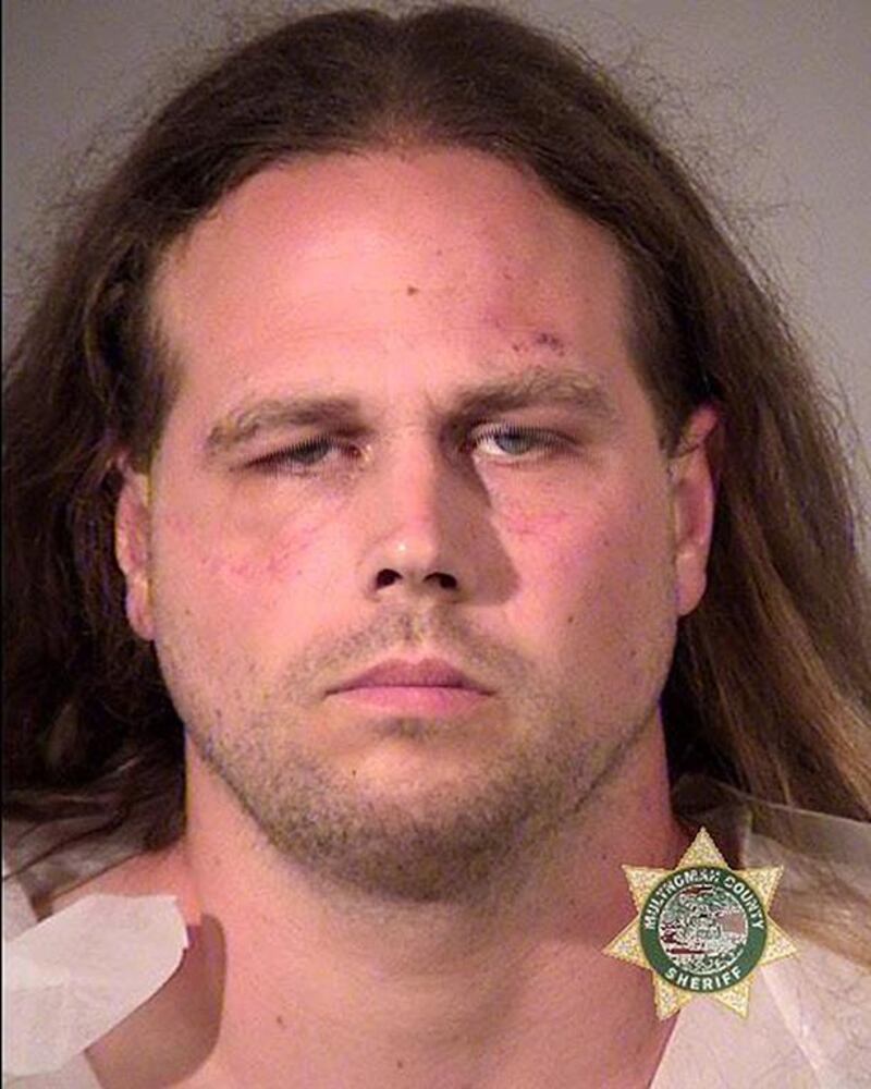 Jeremy Joseph Christian, who allegedly stabbed to death two men on a train in Portland, Oregon, on May 26, 2017 when they tried to help two young women he was harassing because they appeared to be Muslim. Portland Police / AFP 