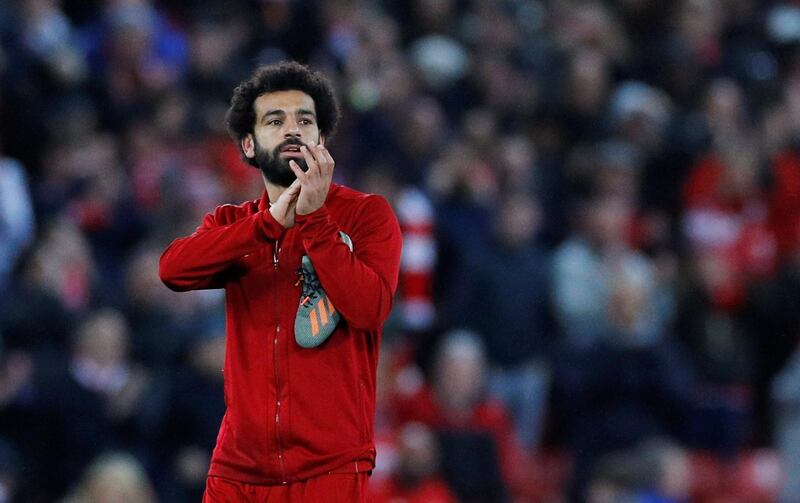 Mohamed Salah leaves the field to be substituted. Reuters