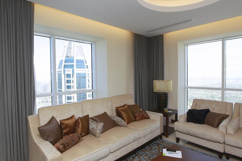The living area of the three bedroom apartment in Marina 101. Jeffrey E Biteng / The National
