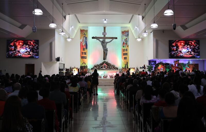 Hundreds attended Sunday's Christmas Mass at St Mary's Catholic Church in Dubai. All photos: Pawan Singh / The National