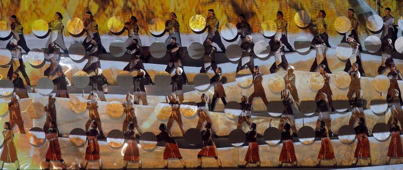 Artists perform at the opening ceremony of the World Nomad Games. EPA