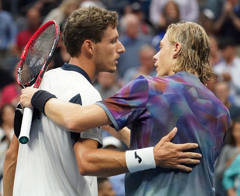 Sept 3, 2017; New York, NY, USA; 
Pablo Carreno Busta of Spain after beating Denis Shapovalov of Canada in Ashe Stadium at the USTA Billie Jean King National Tennis Center. Mandatory Credit: Robert Deutsch-USA TODAY Sports