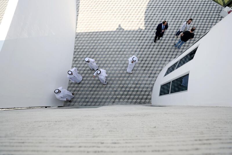Dubai, United Arab Emirates - October 23, 2019: The opening of the largest 3D printed two-story structure in the world. Wednesday the 23rd of October 2019. Warsan, Dubai. Chris Whiteoak / The National