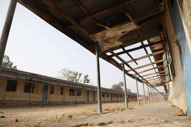 Deserted blocks at the Government Science College, where gunmen kidnapped 42 pupils, staff and their families, in Kagara, Niger State, Nigeria, on 17 February.  AFP