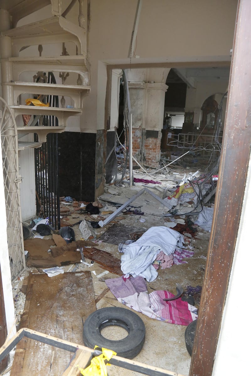 A general interior view showing damages after an explosion hit at St Anthony's Shrine.  EPA