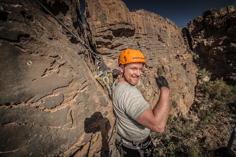 The via ferrata at Anantara Al Jabal Al Akhdar Resort, Oman. Antony Hansen