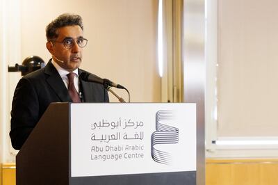 Abu Dhabi Arabic Language Centre executive director Saeed Al Tunaiji gives his opening remarks at the Abu Dhabi Translation Conference. Photo: Abu Dhabi Arabic Language Centre