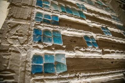 The south tomb’s galleries are decorated with blue faience tiles. AP