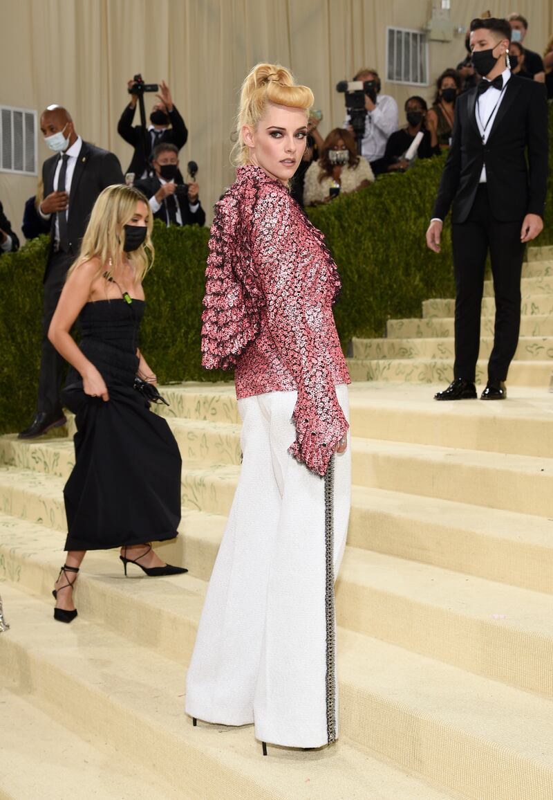 Kristen Stewart, wearing Chanel, attends the 2021 Met Gala. AP