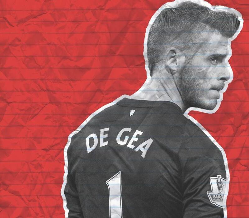 David de Gea will continue with Manchester United until at least the January transfer window. Illustration: Kevin Jeffers / The National