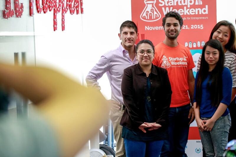 Above, participants to the Dubai Startup Weekend at Astrolabs Dubai. Victor Besa for The National