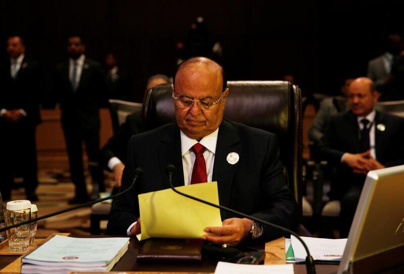 Yemen's president Abd-Rabbu Mansour Hadi attends the 28th Ordinary Summit of the Arab League at the Dead Sea, Jordan March 29, 2017. Mohammad Hamed / Reuters