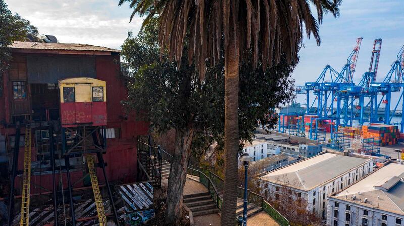 The furnicular elevators are an unusual public transit method made up of cable cars that are pulled up and lowered down a steep incline. AFP