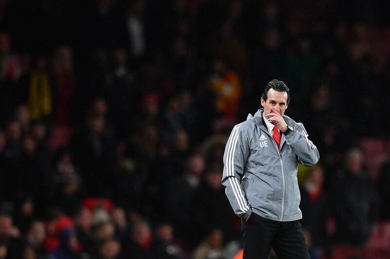 Arsenal's Spanish coach Unai Emery during their Europa League defeat to Eintracht Frankfurt.  AFP