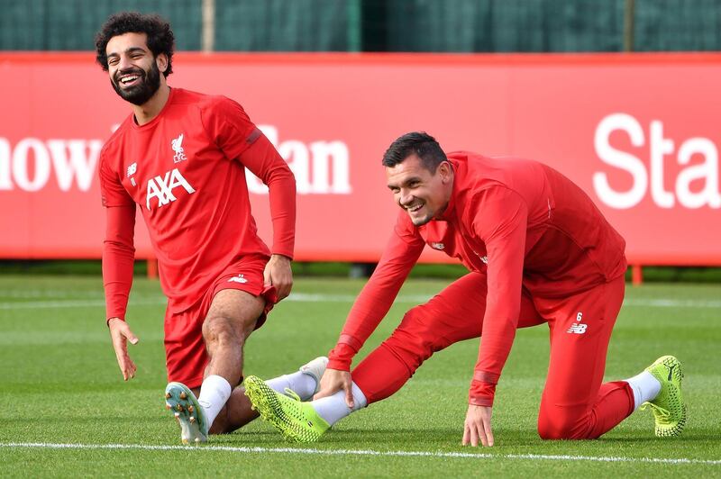 Mohamed Salah, left, and Dejan Lovren. AFP