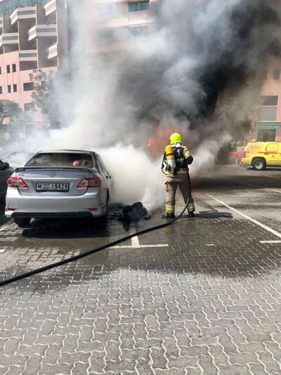 Firefighters brought the blaze under control in about 30 minutes. Courtesy Dubai Civil Defence