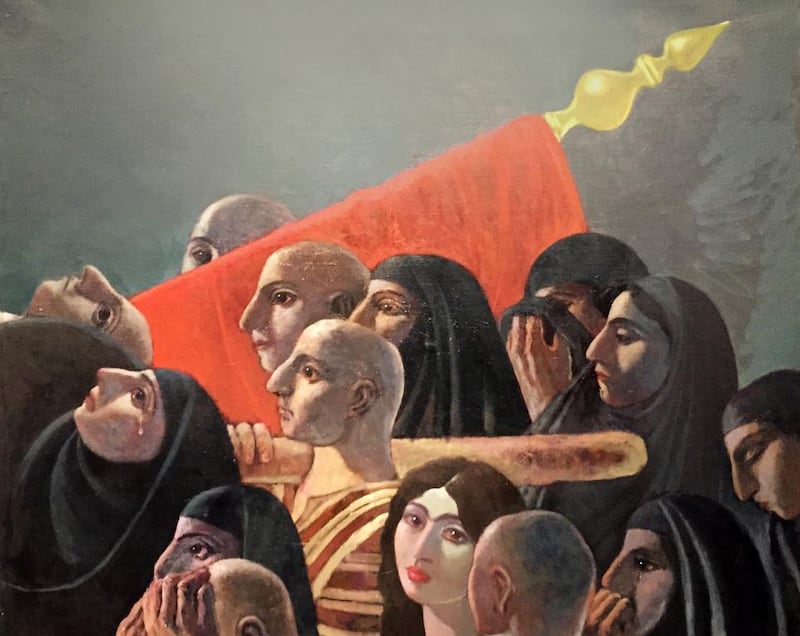 Iraqi Faisal Laibi Sahi's Martyrs, depicting a funeral procession. Courtesy Barjeel Art Foundation
