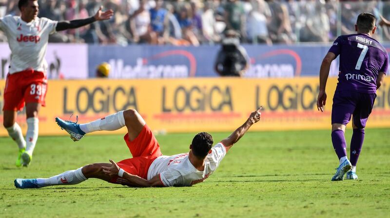 Juventus' Portuguese forward Cristiano Ronaldo appeals for a foul. AFP