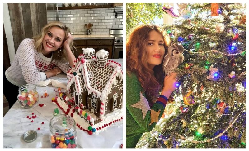 Reese Witherspoon and Salma Hayek have been sharing their festive traditions and decorations on social media. Instagram