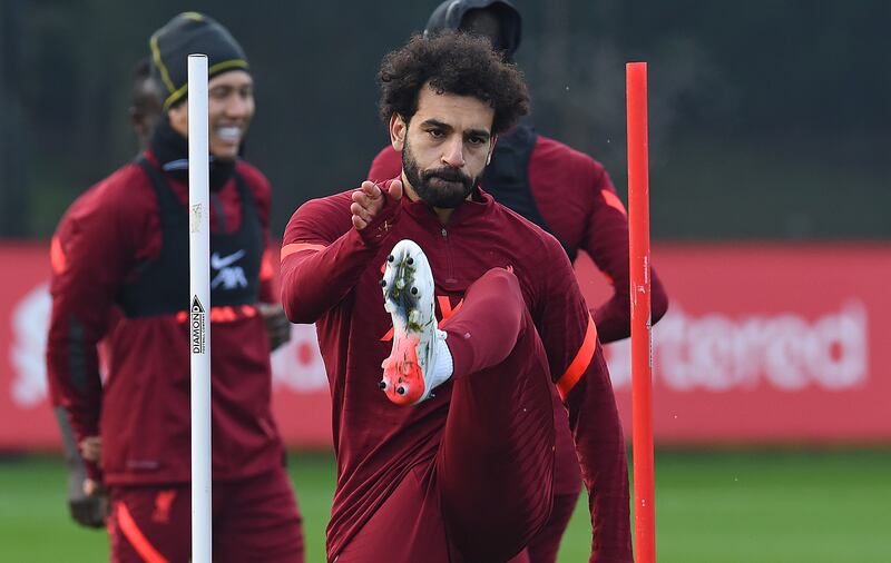 Mohamed Salah working out in training.