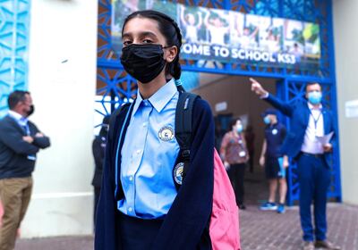 Abu Dhabi, United Arab Emirates, February 16, 2021.  Pupils return to school on Sunday at British School Al Khubairat.  --  Mariam Ilyas.
Victor Besa/The National
Reporter:  Haneen Dajani
Section:  NA