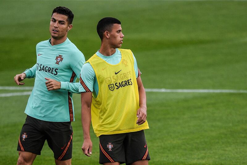 Portugal's Cristiano Ronaldo at the Cidade do Futebol training camp in Oeiras. AFP