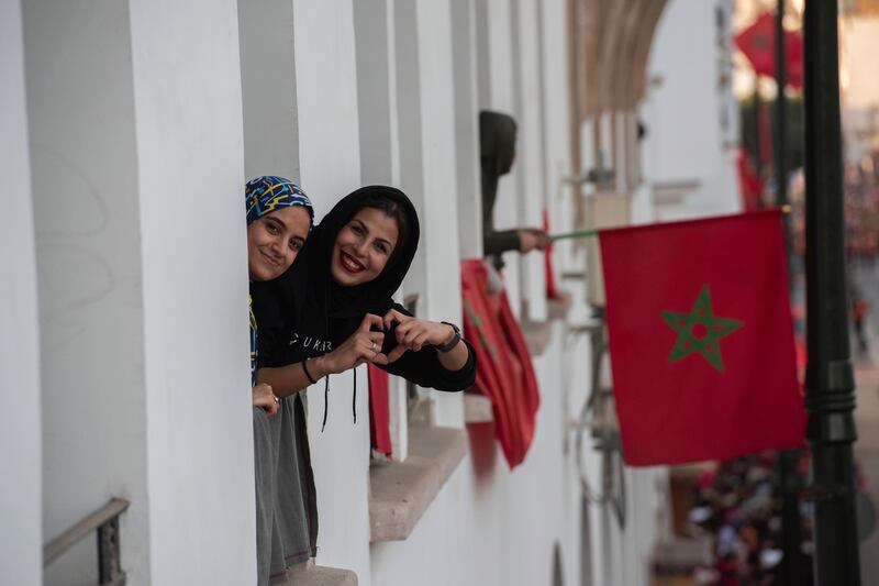Moroccans show their support for their football team in Rabat. EPA