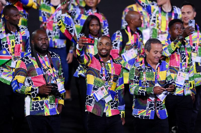 Team Namibia at the opening ceremony. Getty Images