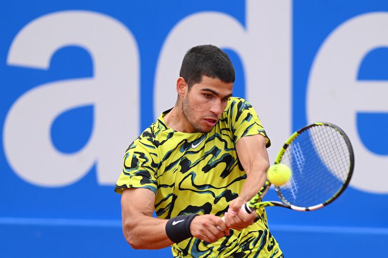 Carlos Alcaraz during his win over Roberto Bautista Agut at the Barcelona Open on April 20, 2023. Getty