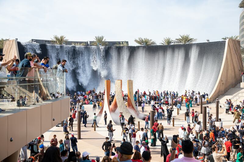 Visitors at Surreal, The Water Feature. Photo: Expo 2020 Dubai