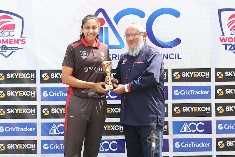 Esha Oza, the UAE opener, was named batter of the tournament at the ACC Women's T20 Championship in Malaysia. Photo: Malaysia Cricket Association