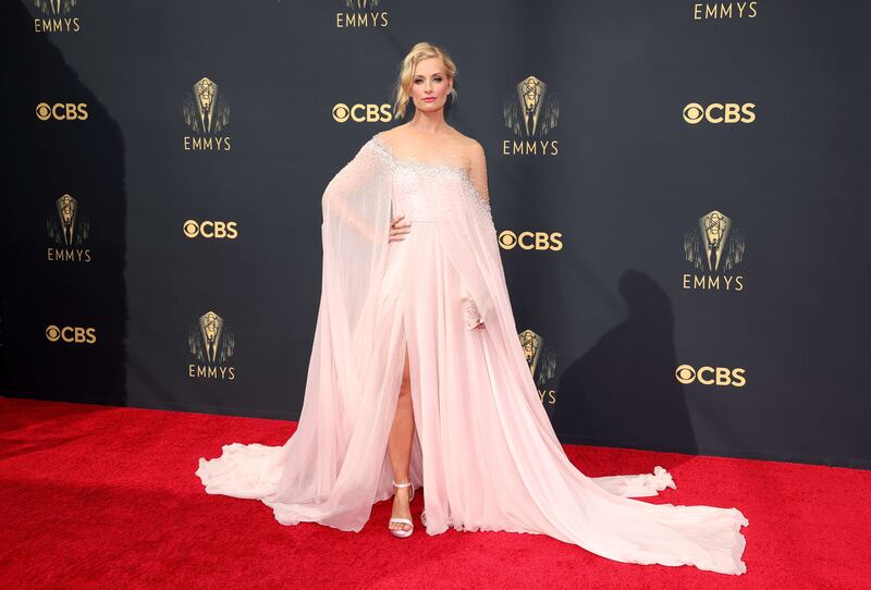 Beth Behrs wears Georges Hobeika to the 73rd Primetime Emmy Awards. AFP