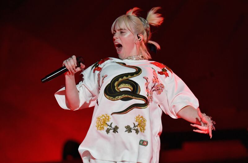 Billie Eilish performing her Global Citizen set in New York. AFP