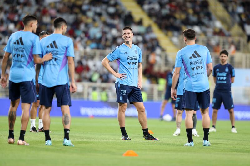 Argentina defender Juan Foyth during training.