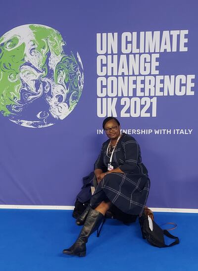 Kenyan climate researcher and training co-ordinator Caroline Ouko at the UN Climate Change Conference in the UK last year. Photo: Caroline Ouko