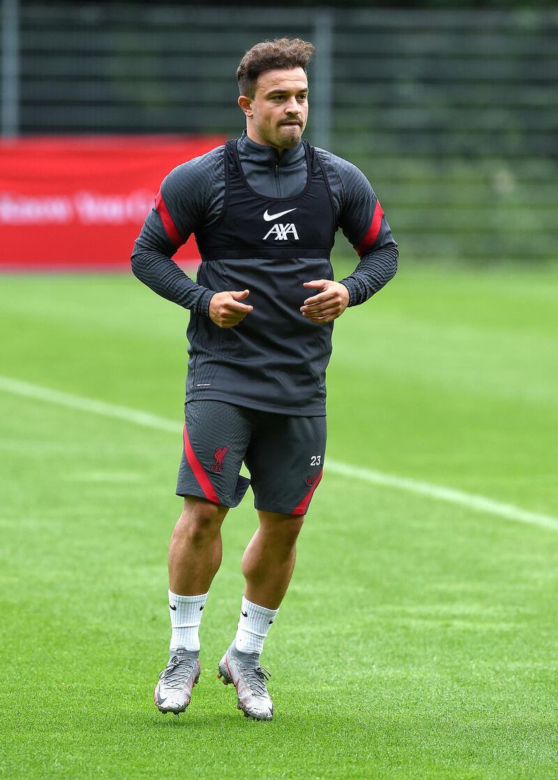 SALZBURG, AUSTRIA - AUGUST 16: (THE SUN OUT. THE SUN ON SUNDAY OUT) Xherdan Shaqiri of Liverpool during a training session on August 16, 2020 in Salzburg, Austria. (Photo by John Powell/Liverpool FC via Getty Images)