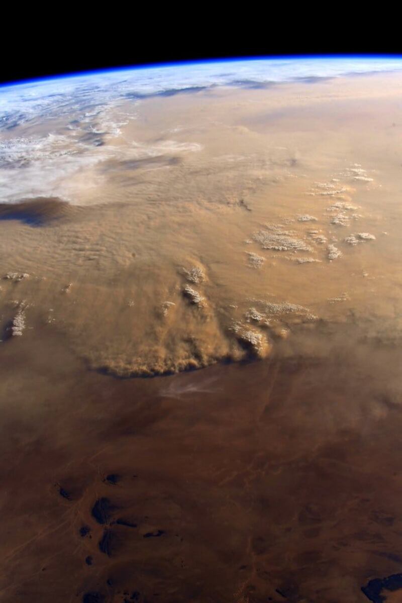 5. A huge sandstorm rolls across the Sahara Desert on August 1, 2018. Astronaut Ricky Arnold captured this image from the ISS. Photo: Ricky Arnold Twitter