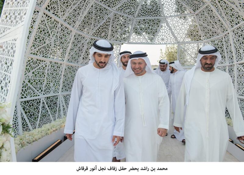 Sheikh Hamdan bin Mohammed, Crown Prince of Dubai, attends the wedding reception of Ali Anwar Gargash. Wam