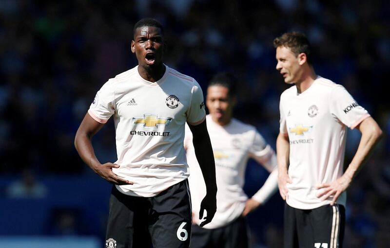 Soccer Football - Premier League - Everton v Manchester United - Goodison Park, Liverpool, Britain - April 21, 2019  Manchester United's Paul Pogba looks dejected                          REUTERS/Andrew Yates  EDITORIAL USE ONLY. No use with unauthorized audio, video, data, fixture lists, club/league logos or "live" services. Online in-match use limited to 75 images, no video emulation. No use in betting, games or single club/league/player publications.  Please contact your account representative for further details.