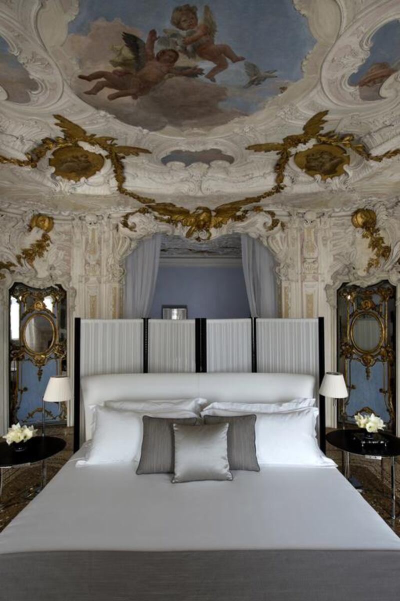 The Alcova Tiepolo Suite at Aman Canal Grande Venice. Courtesy of Amanresorts